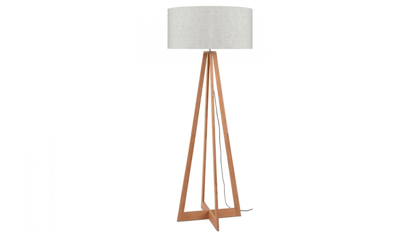 Lampadaire en bambou abat jour en lin clair - Collection Everest - Good&Mojo