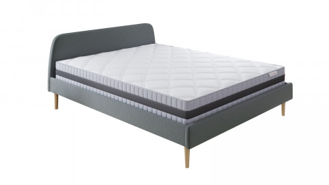 Ensemble matelas mémoire 180x200 + Lit gris foncé + sommier à lattes - Mousse HD + Mémoire de forme - Memo Luxe