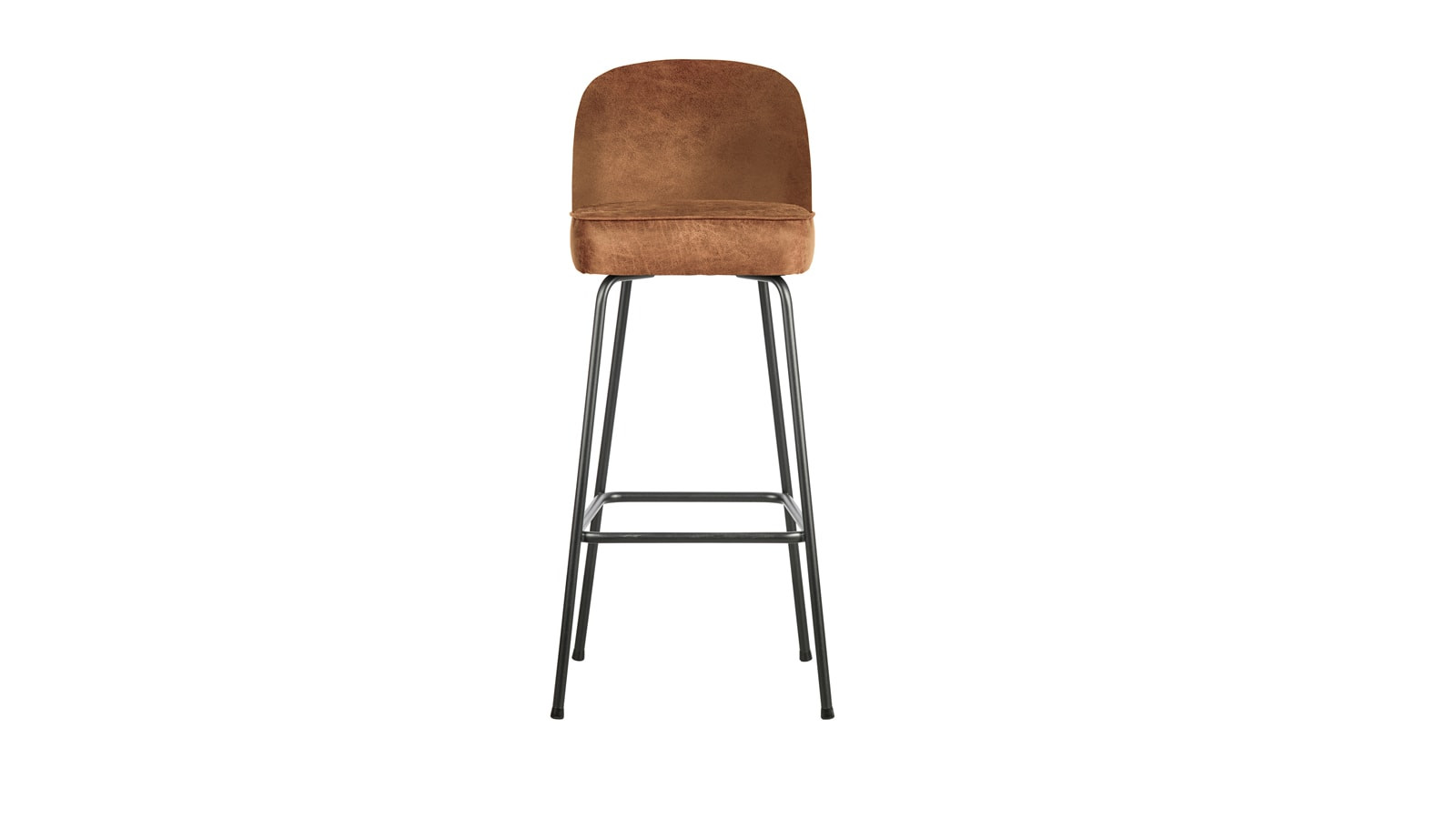 Tabouret de bar 80cm en velours cognac - Collection Vogue - BePureHome