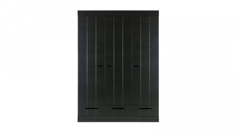 Armoire 3 portes 3 tiroirs en pin noir - Connect