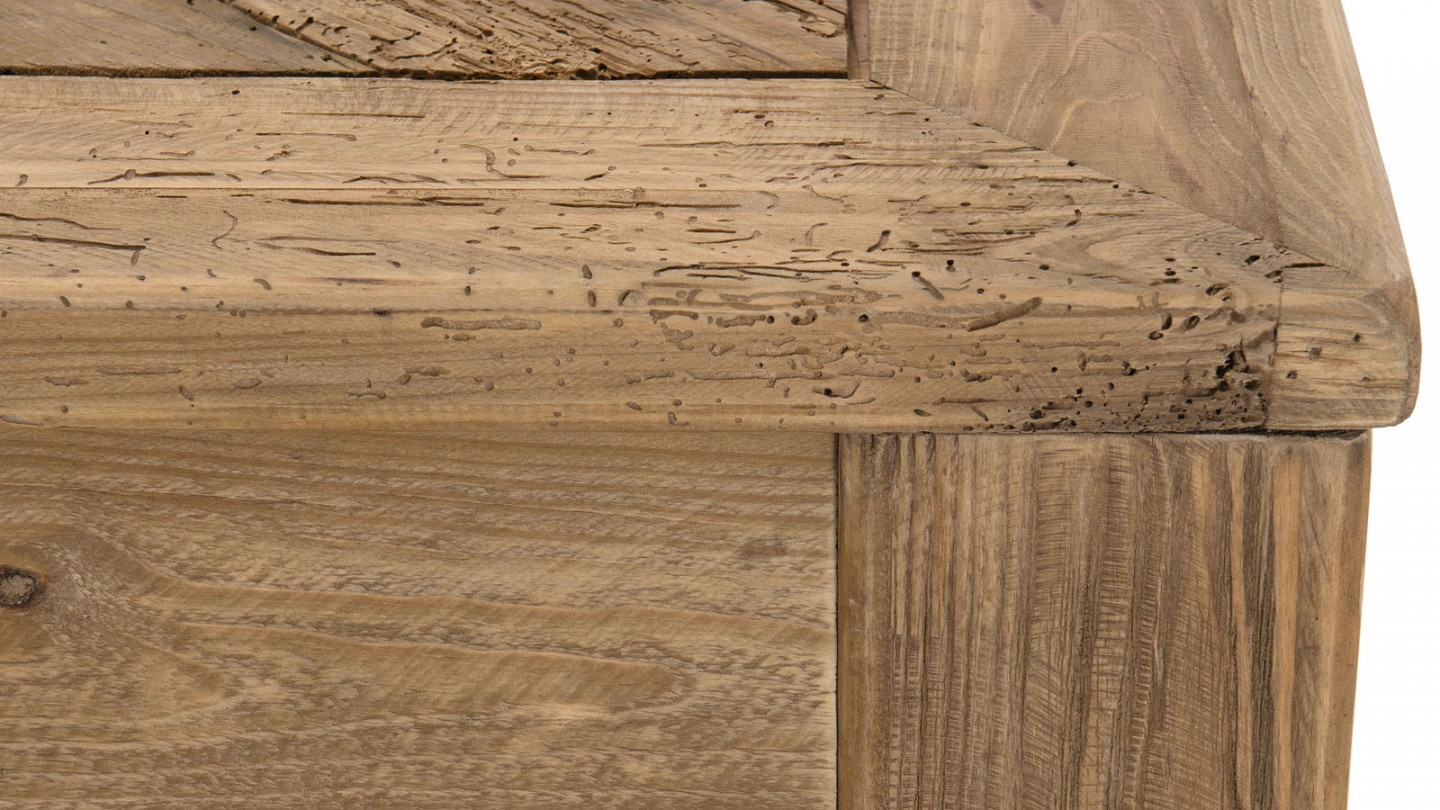 Table à manger 200x90cm 6 personnes en pin recyclé - Collection Sandy