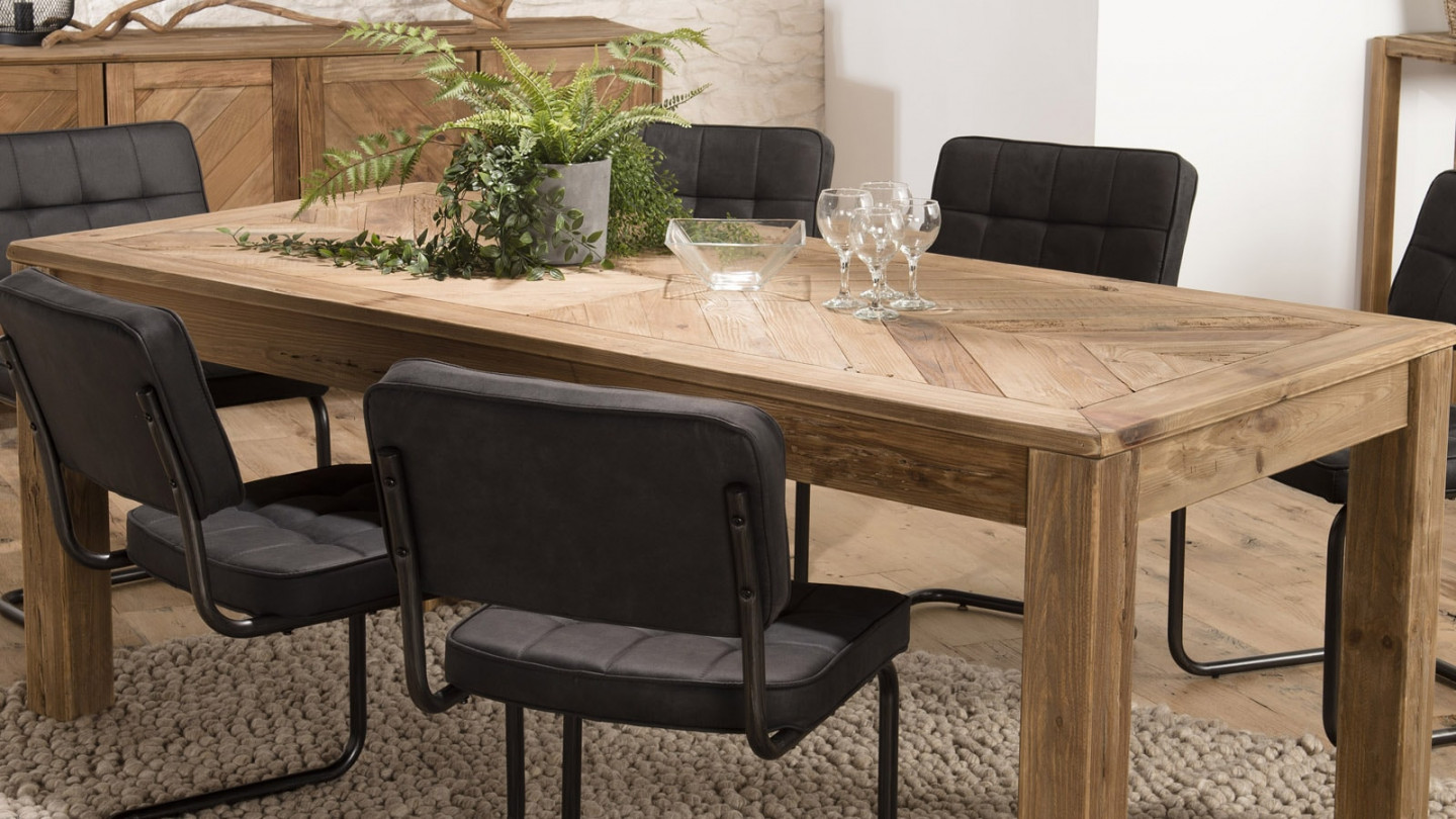 Table à manger 200x90cm 6 personnes en pin recyclé - Collection Sandy