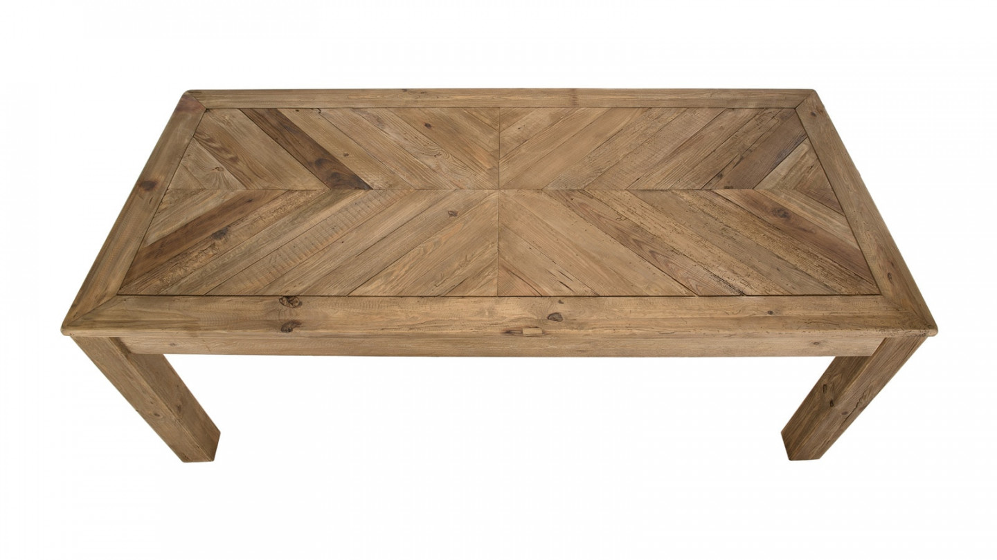 Table à manger 200x90cm 6 personnes en pin recyclé - Collection Sandy