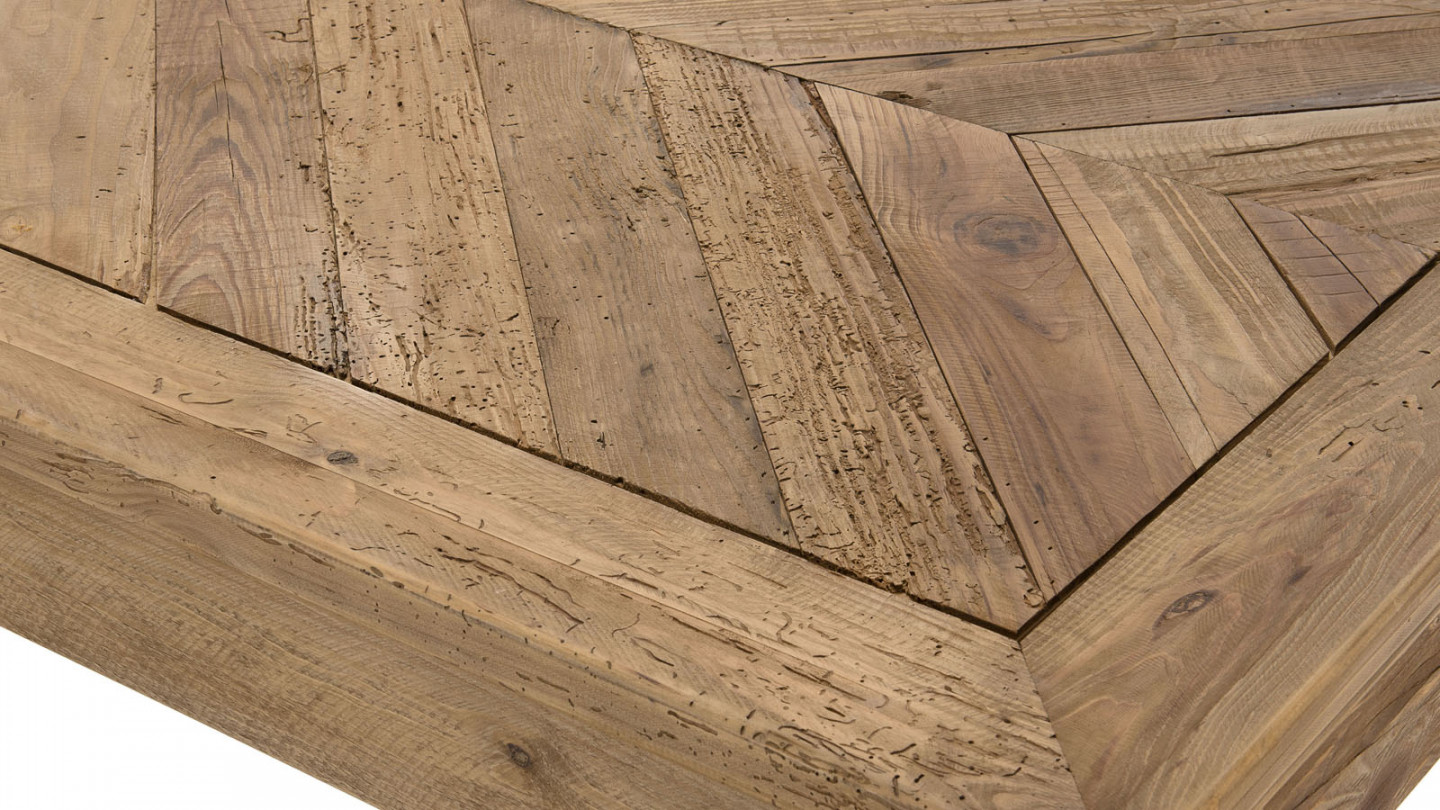 Table à manger 200x90cm 6 personnes en pin recyclé - Collection Sandy