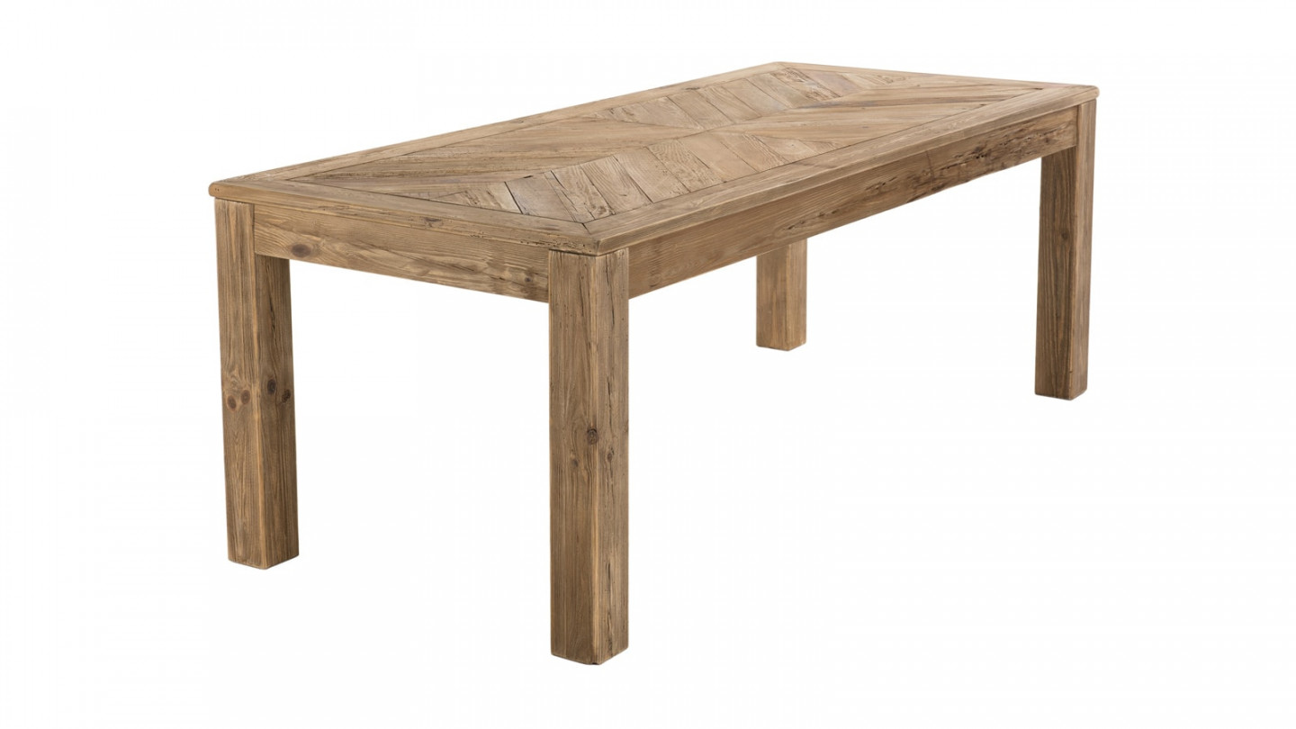 Table à manger 200x90cm 6 personnes en pin recyclé - Collection Sandy