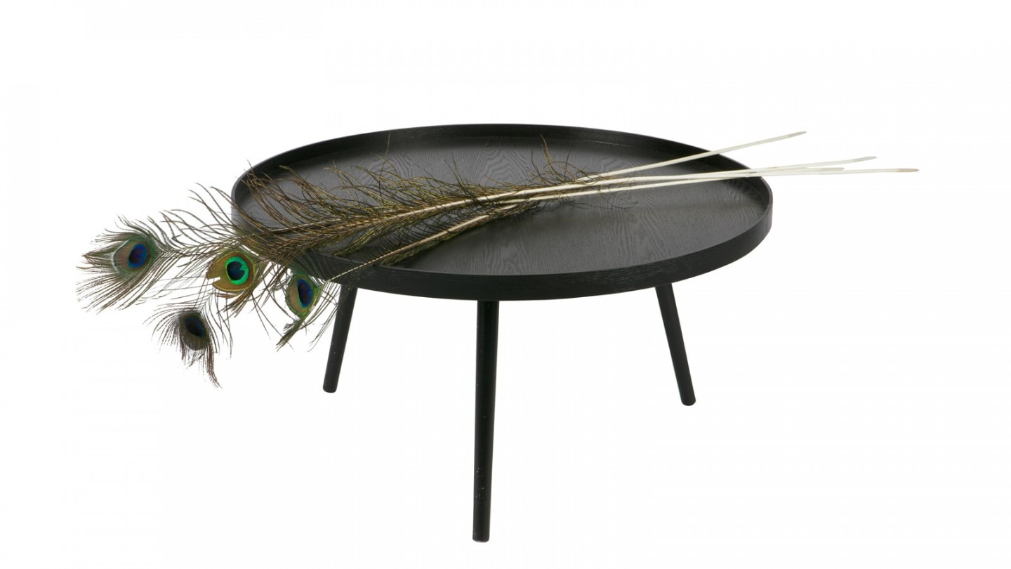 Table basse ronde en bois noir, 39x78x78cm - Collection Mesa