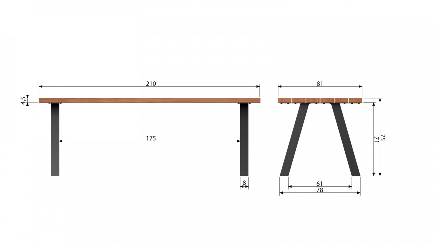 Table de jardin 6 personnes en bois et métal - Collection Tablo - Woood