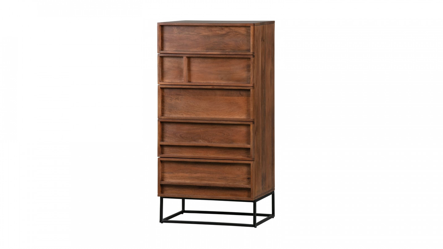Commode en manguier 5 tiroirs - Collection Forrest - Woood
