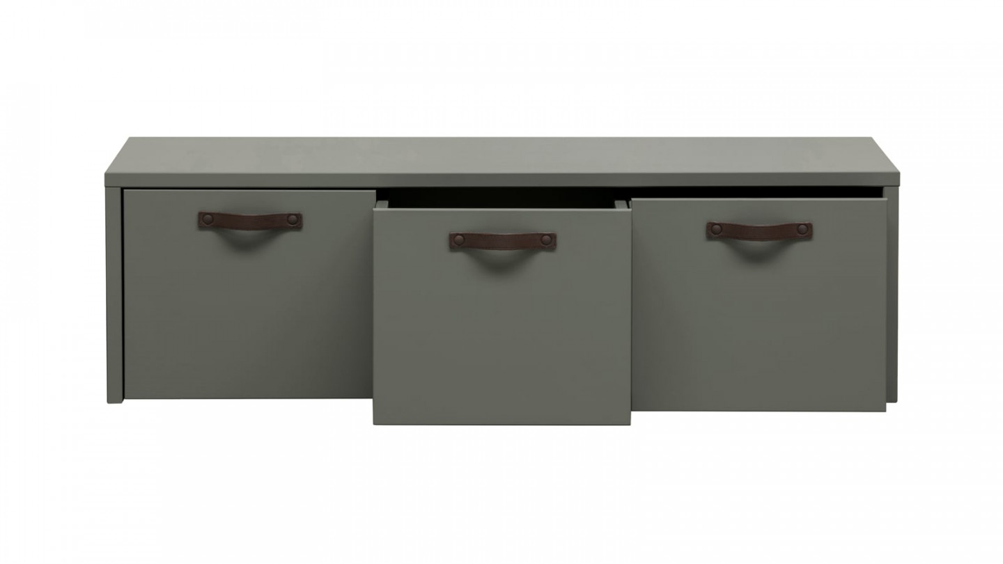 Banc de rangement 3 tiroirs en bois vert - Collection Stage - Vtwonen