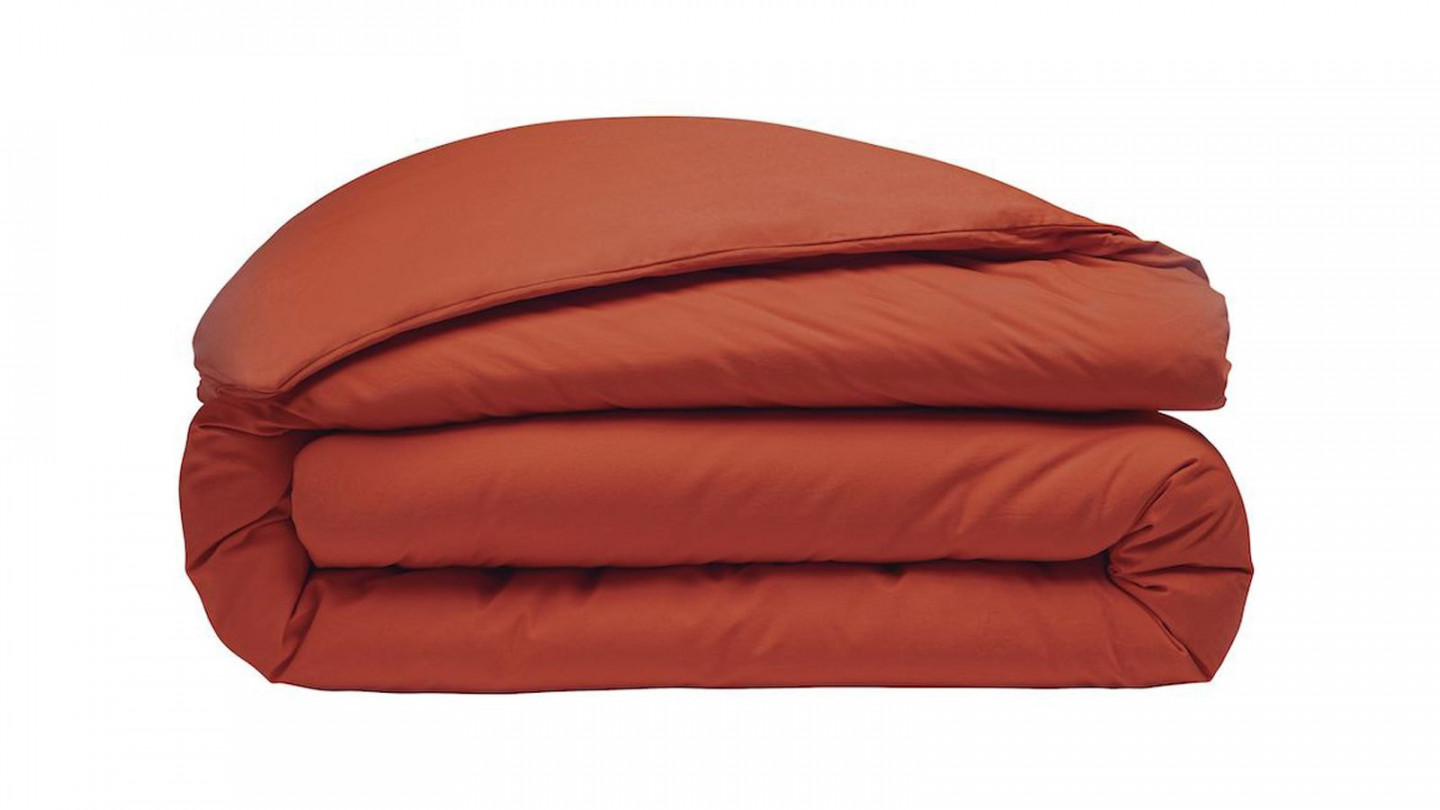 Housse de couette en percale de coton lavé - 80 fils/cm² - 240x220cm - Paprika
