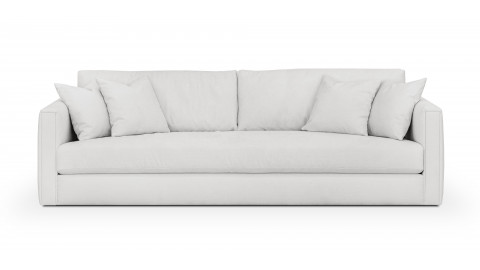Canapé 4 places en tissu beige ivoire + 4 coussins - Denver