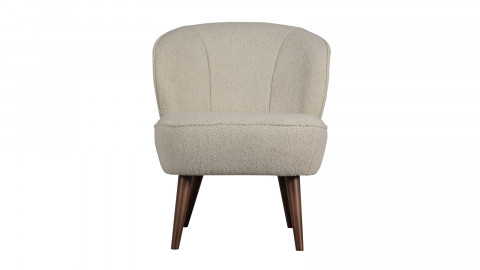 Fauteuil en tissu teddy écru Sara - Sara