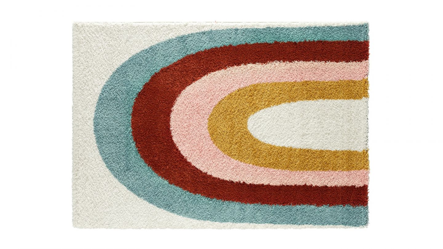 Tapis shaggy AQUARELLE 164 multi 80x140cm - Hauteur fil 30 mm - Denstité 1800 gr/m2 - 100% polypropylène