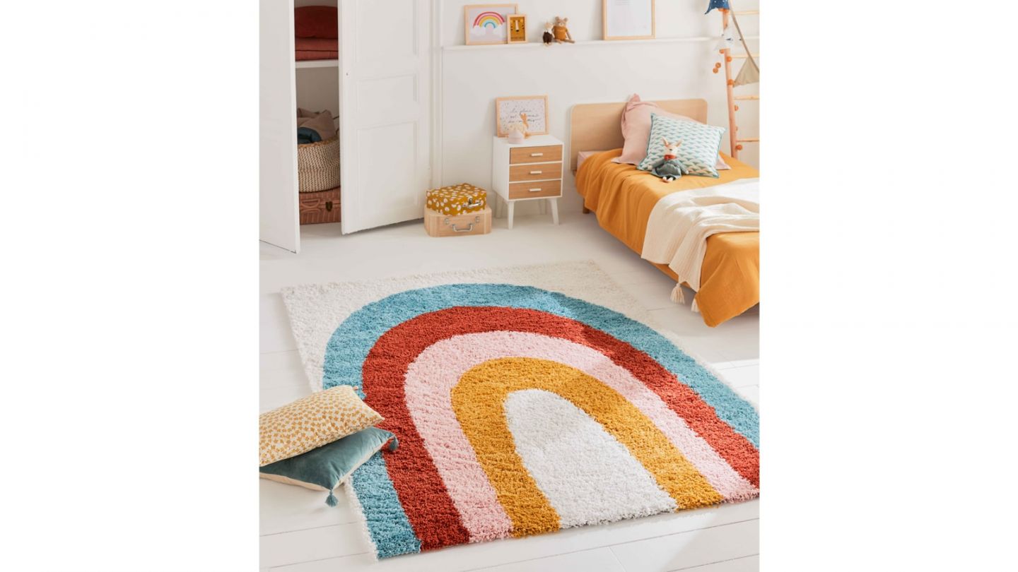 Tapis shaggy AQUARELLE 164 multi 80x140cm - Hauteur fil 30 mm - Denstité 1800 gr/m2 - 100% polypropylène