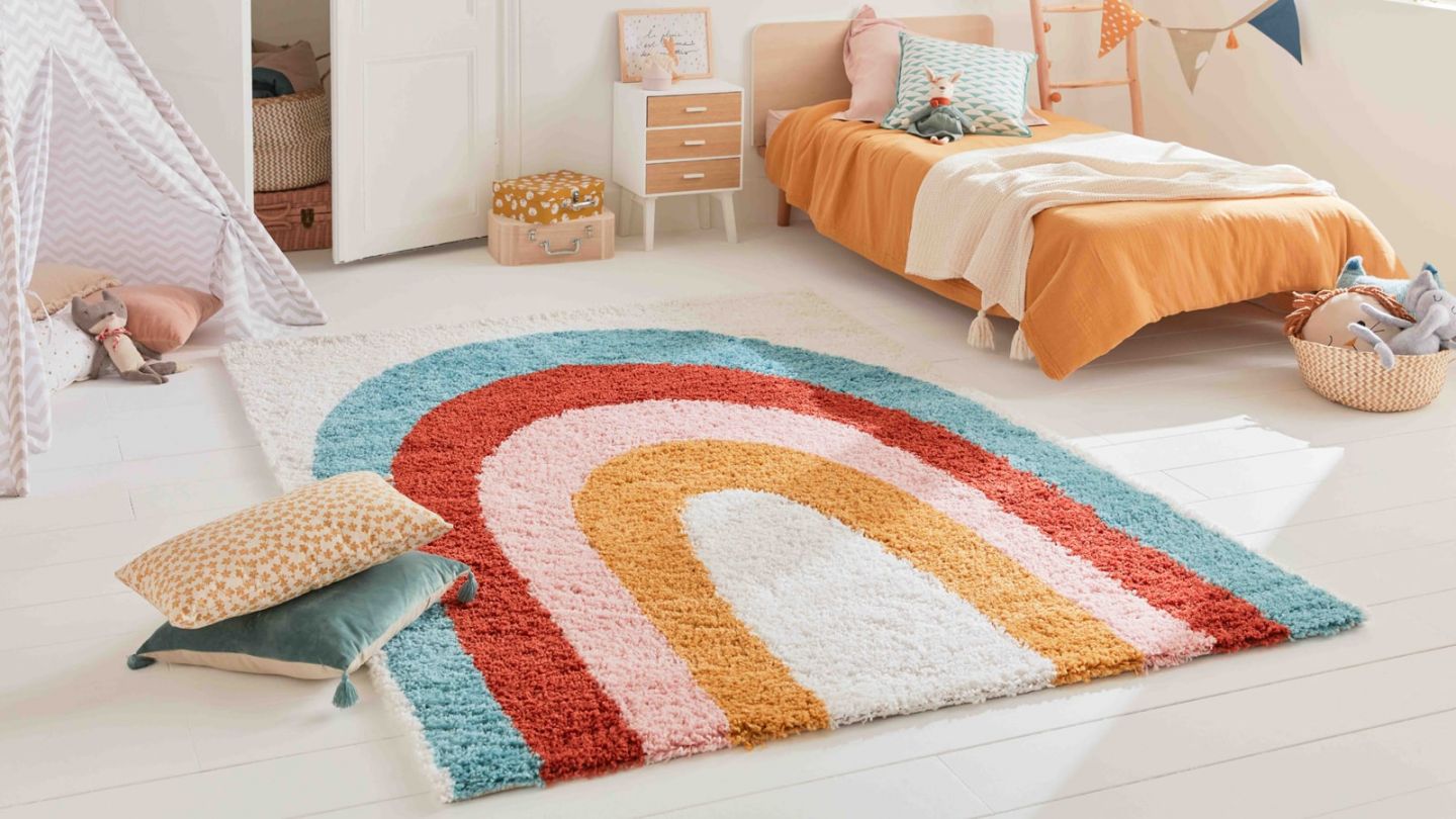Tapis shaggy AQUARELLE 164 multi 80x140cm - Hauteur fil 30 mm - Denstité 1800 gr/m2 - 100% polypropylène