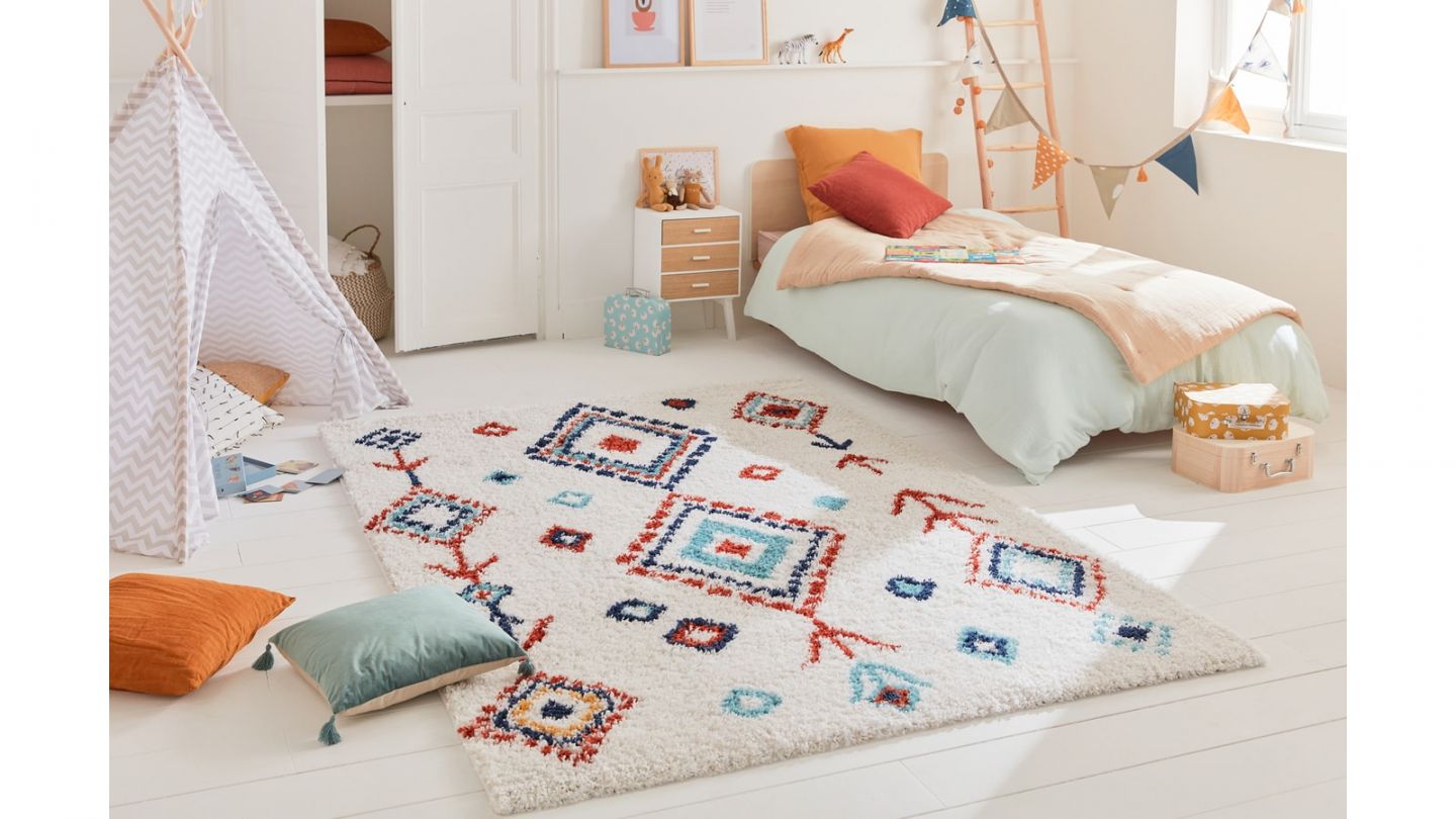 Tapis shaggy TIPI 263 multi 160x230cm - Hauteur fil 30 mm - Denstité 1800 gr/m2 - 100% polypropylène