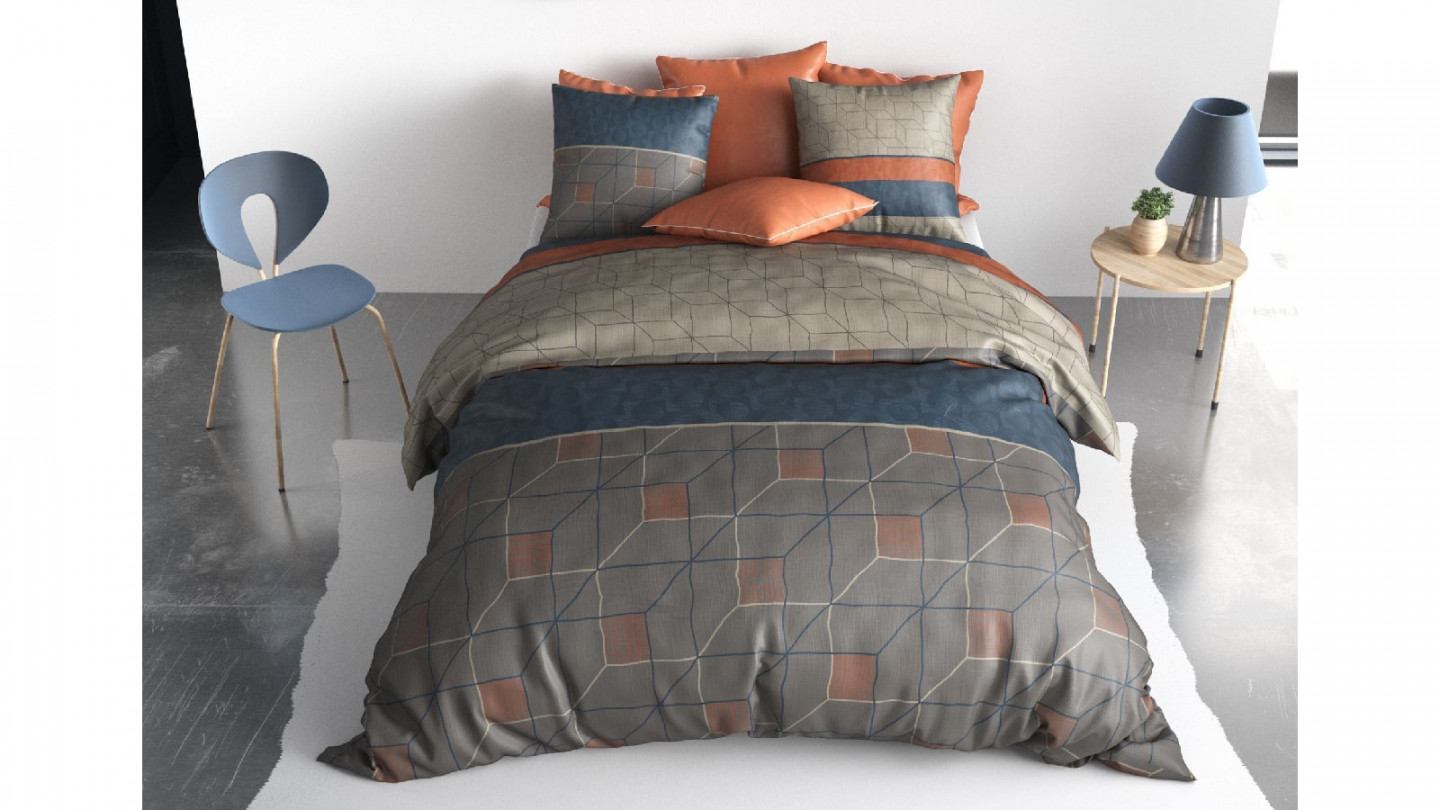 PARURE DE COUETTE 3PCS 260X240CM 100% COTON 57 FILS/CM2 - THALES