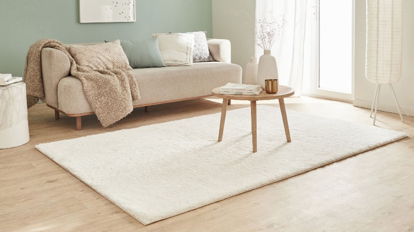 Tapis à poils longs uni blanc 120x160 cm - Oslo