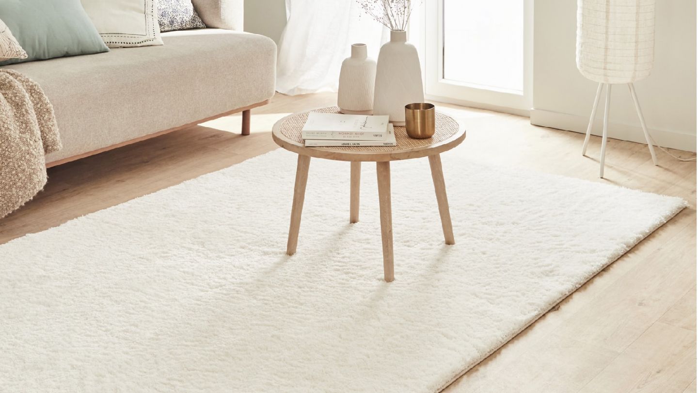 Tapis à poils longs uni blanc 120x160 cm - Oslo