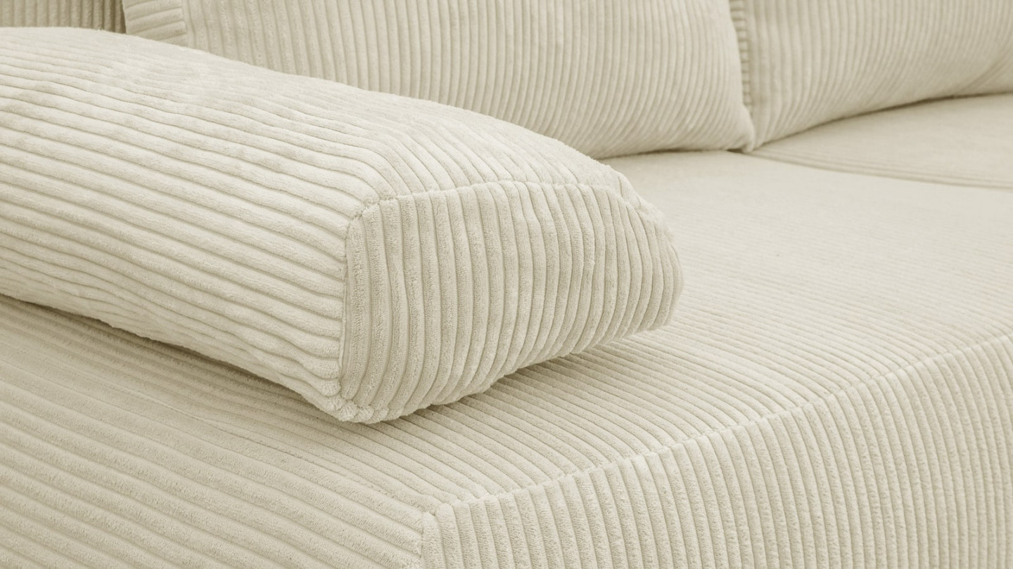 Canapé convertible 3 places avec coffre de rangement en velours côtelé beige - Laria