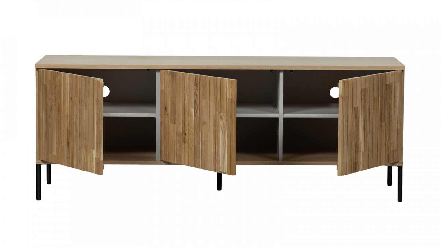 Meuble TV en chêne naturel 150 cm - Gravure -Woood