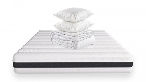 Matelas ressorts ensachés 160x200 - Mousse HR + couette + 2 oreillers - Hygiospring