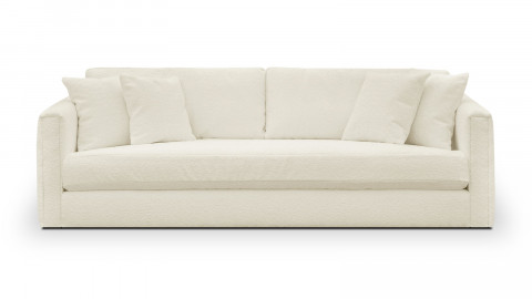 Canapé 4 places avec 4 coussins déco en tissu bouclette beige - Denver