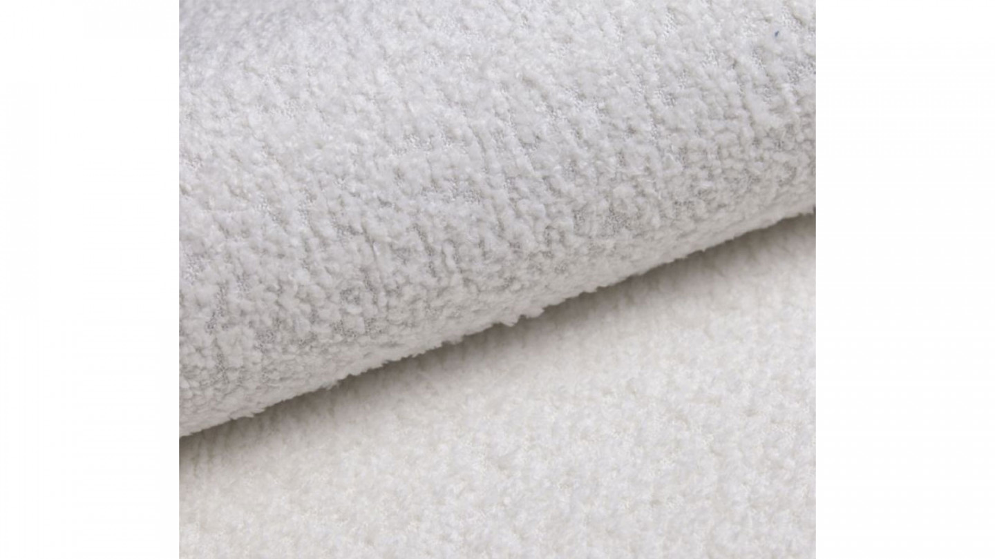Canapé 3 places avec 4 coussins déco en tissu bouclette beige clair - Collection Denver