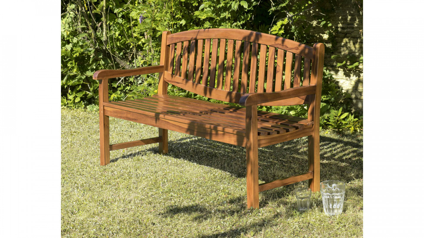 Banc de jardin ovale en teck huilé - Maeva