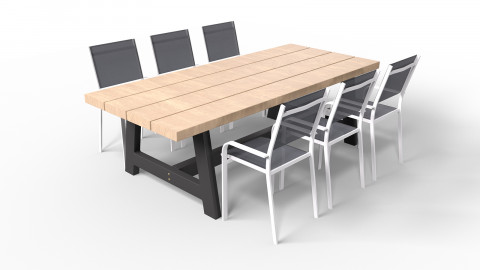 Ensemble Table de jardin Ubud + 6 chaises de jardin Palawan blanches - Ubud