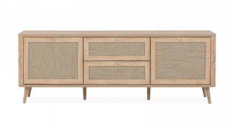 Meuble TV cannage et effet bois 175 cm - Padang