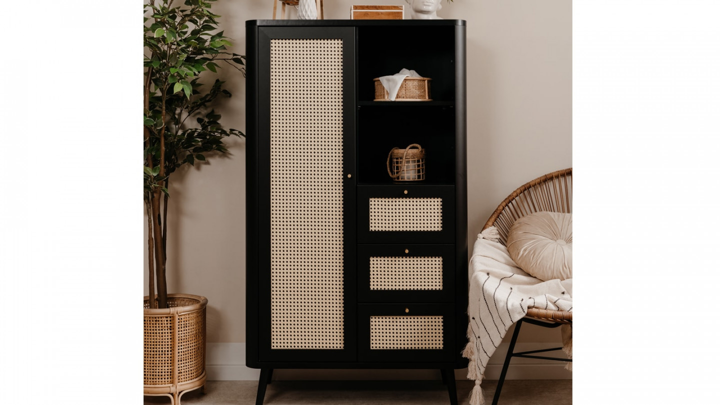 Buffet haut 1 porte 3 tiroirs 2 niches - Padang