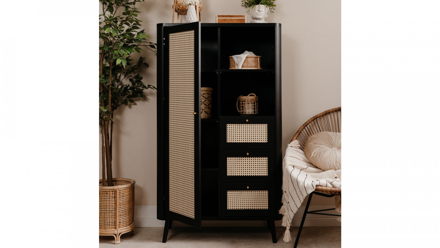 Buffet haut 1 porte 3 tiroirs 2 niches - Padang