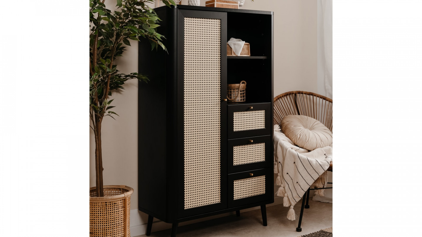 Buffet haut 1 porte 3 tiroirs 2 niches - Padang