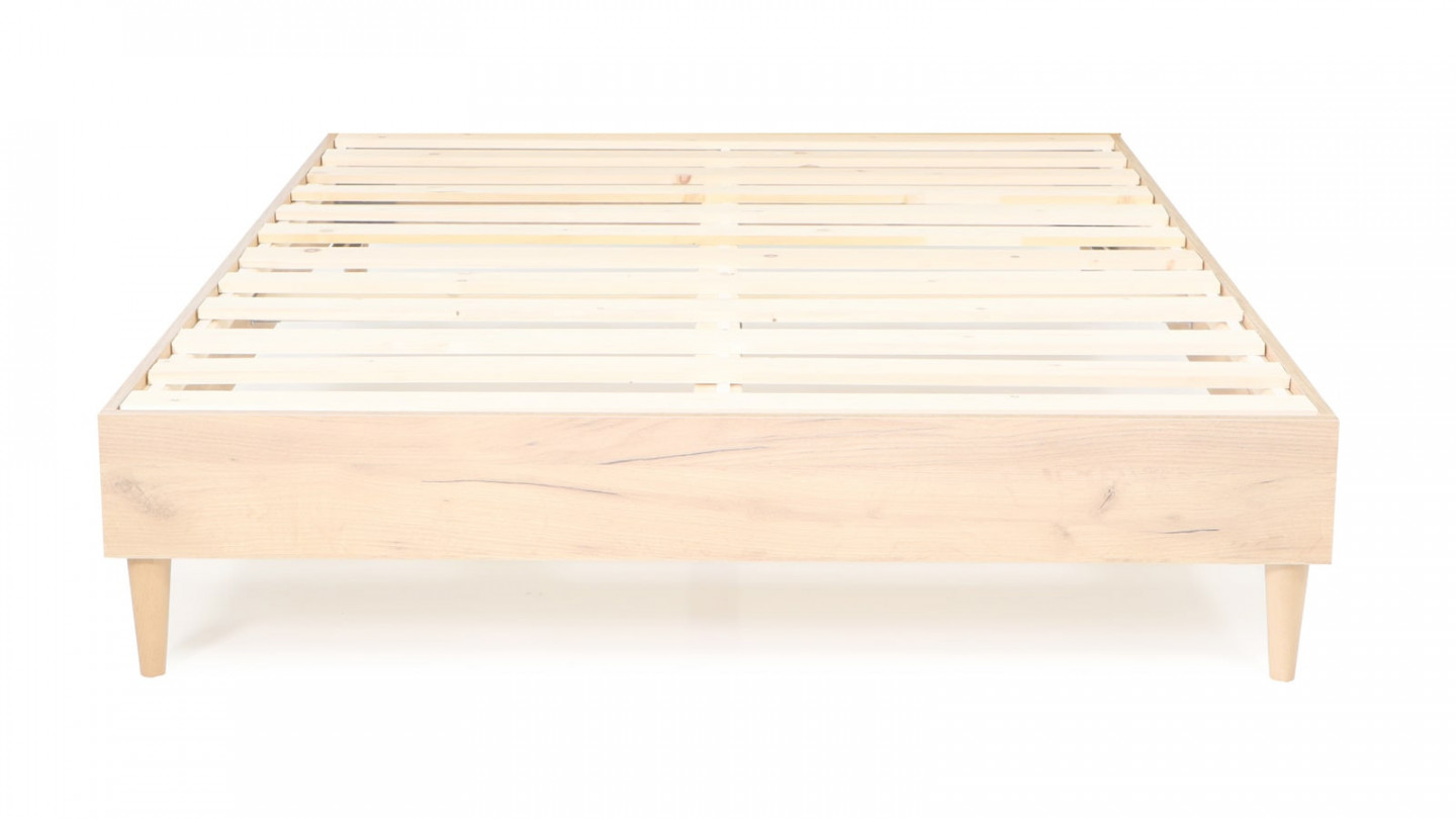 Ensemble lit Paco effet chêne 160x200 + Matelas à mémoire de forme Mémo luxe 25 cm