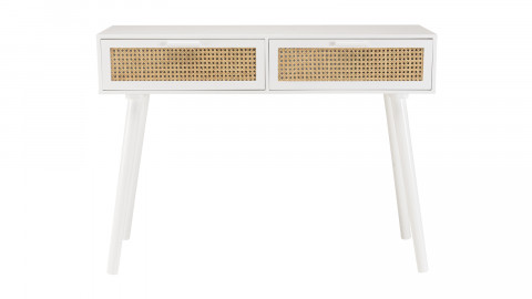 Console blanche 2 tiroirs cannage naturel - Sandro