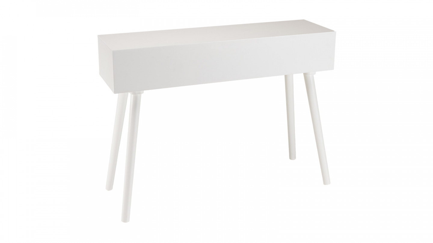 Console blanche 2 tiroirs cannage naturel - Sandro