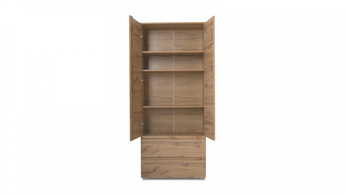 Vaisselier 2 portes 2 tiroirs effet chêne 80 cm - Medea