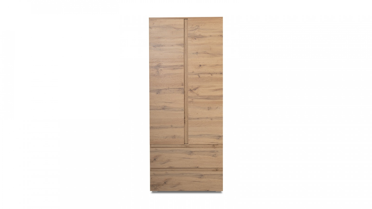 Vaisselier 2 portes 2 tiroirs effet chêne 80 cm - Medea