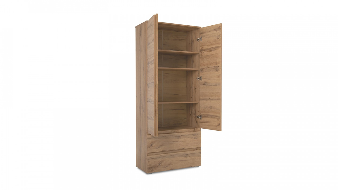 Vaisselier 2 portes 2 tiroirs effet chêne 80 cm - Medea