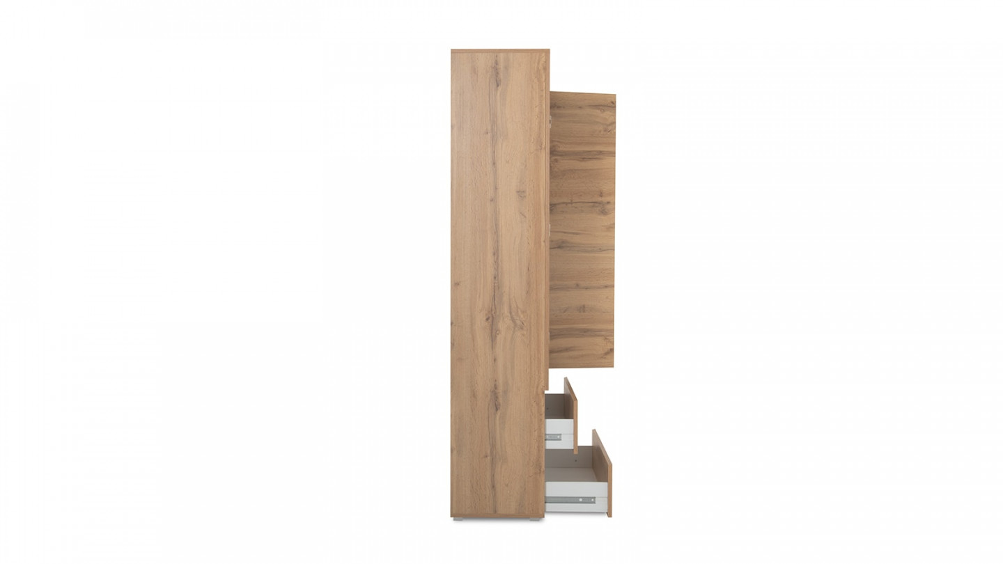 Vaisselier 2 portes 2 tiroirs effet chêne 80 cm - Medea