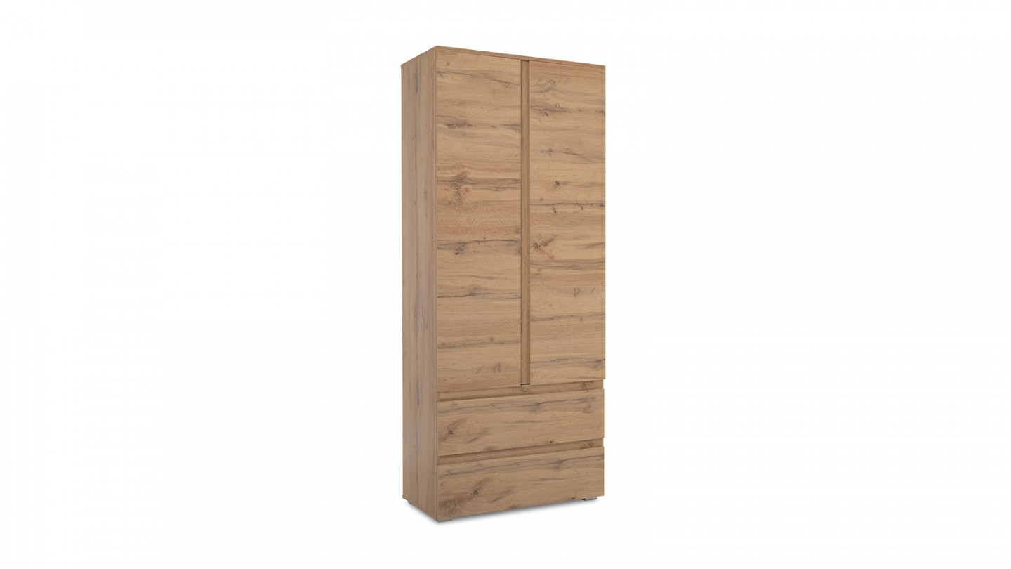 Vaisselier 2 portes 2 tiroirs effet chêne 80 cm - Medea