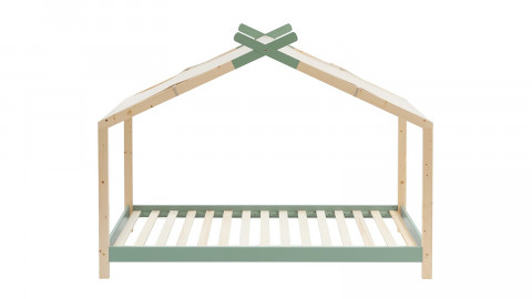 Lit cabane 90x190 en pin massif vert avec sommier - Charly