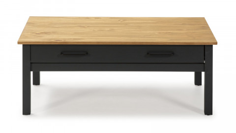 Table basse 1 tiroir en pin massif bleu 100 cm - Ida
