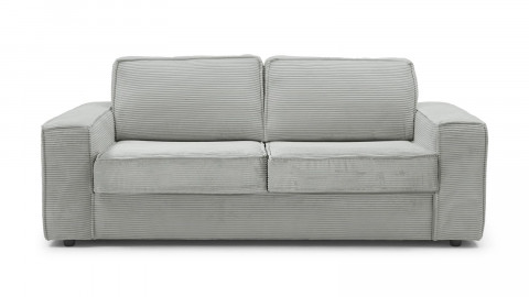 Canapé convertible 3 places en velours côtelé gris - Ouverture express - Couchage quotidien - Matelas HD 140 x 190 - Dario