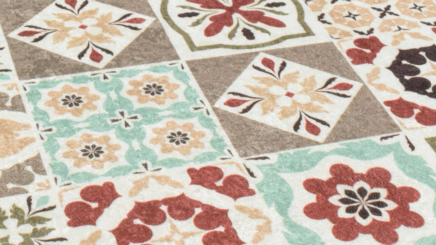 Tapis de cuisine carreaux de ciment multicolore Multi 50x100 - Celaya