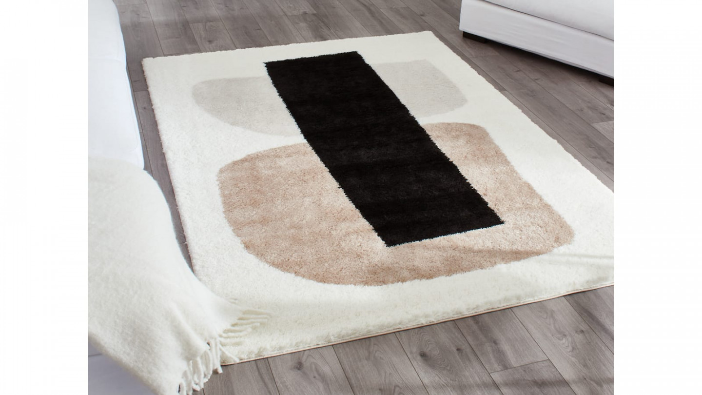 Tapis à poils longs motifs écru 160x230 - Cila