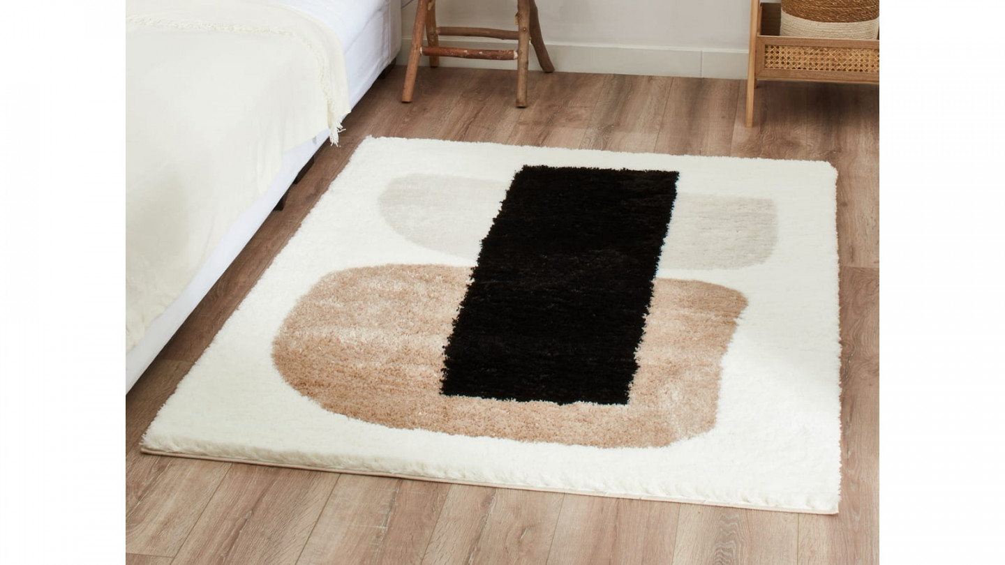 Tapis à poils longs motifs écru 160x230 - Cila