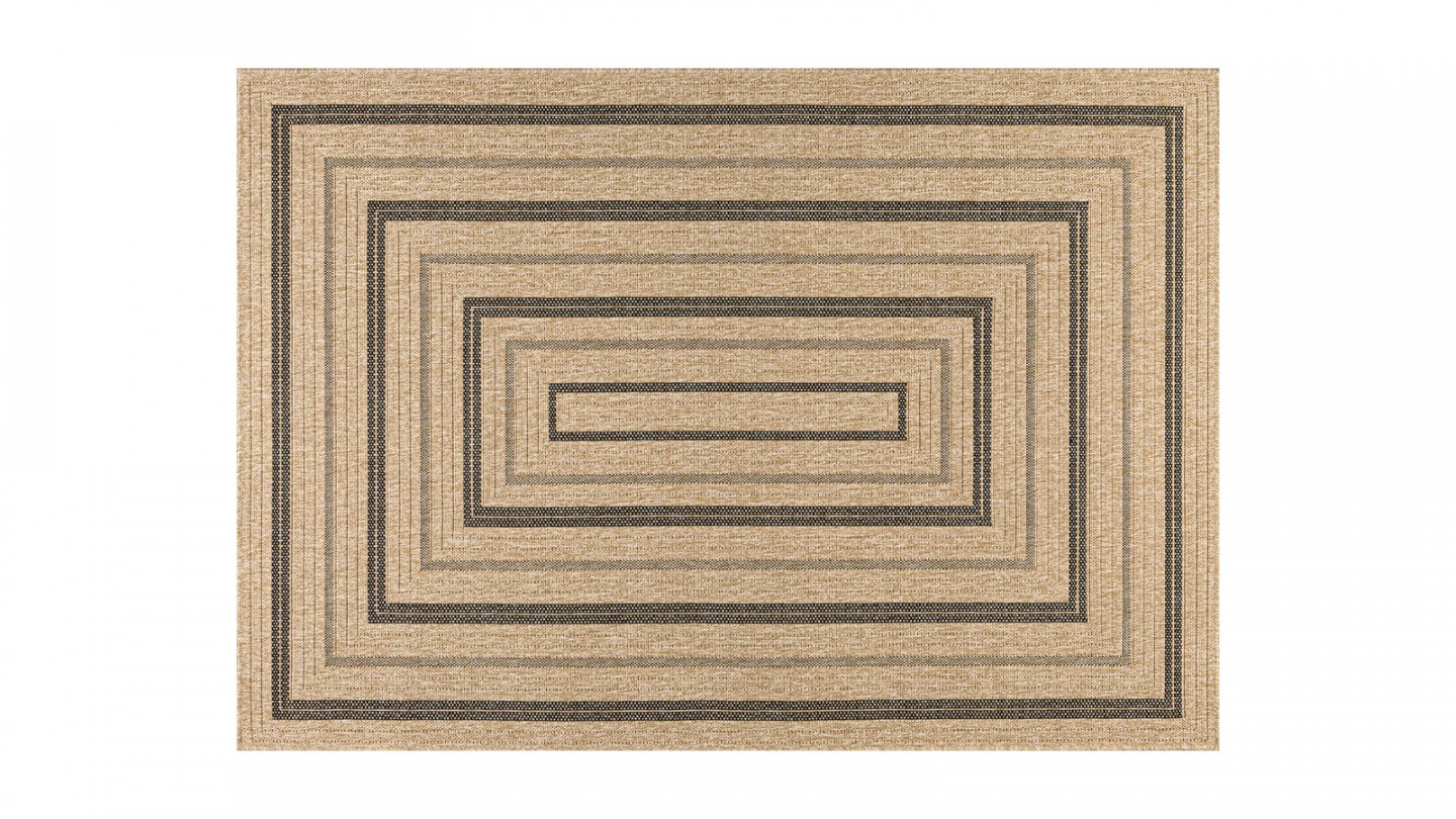 Tapis aspect Jute naturel avec motifs noir 200x290 - Gaia
