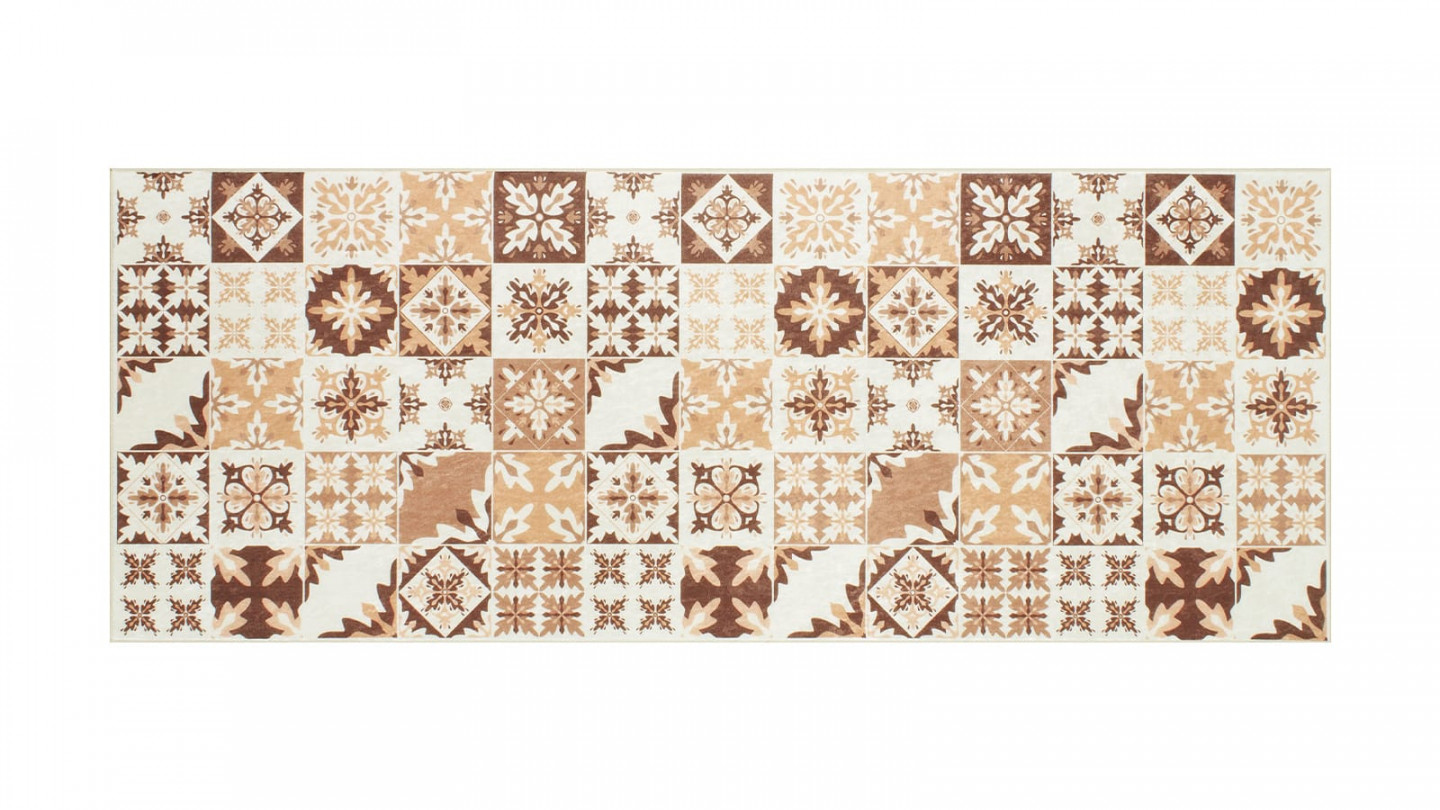 Tapis de cuisine carreaux de ciment Orange 70x180 - Mérida